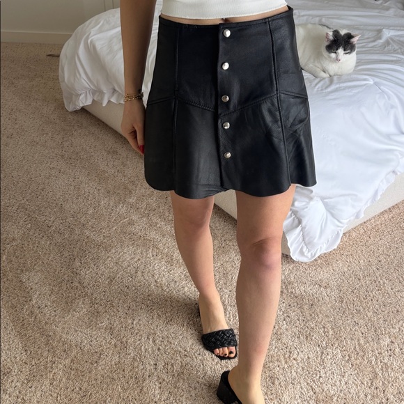 Unique Vintage Dresses & Skirts - Handmade button down Leather mini skirt scalloped hem